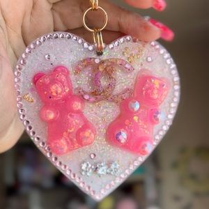 Large Heart Pink Gummy Bear Bag & Key charm